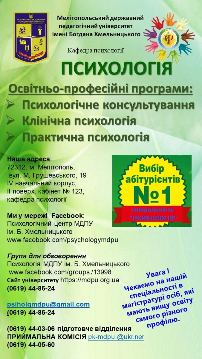 Оголошення – 053 Психологія